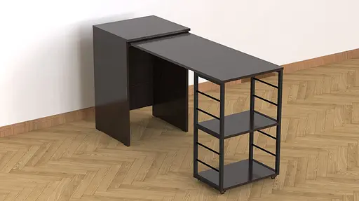 Стол-тумба трансформер Смарт 2/2 Ferrum-decor 750x1450x600 Черный металл ДСП Венге Магия 16 мм (FRD-106166) - фото 2