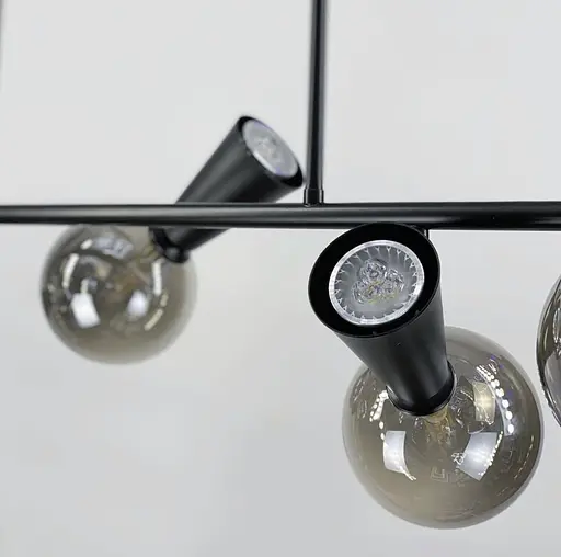 Люстра в чорному корпусі з плафоном на 2 джерела світла Line.F YG 8006-6+6 BK - фото 2