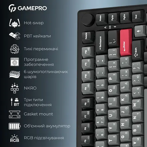 Клавіатура GamePro Asgard Yord Black (MK266BK) [152947] - фото 9