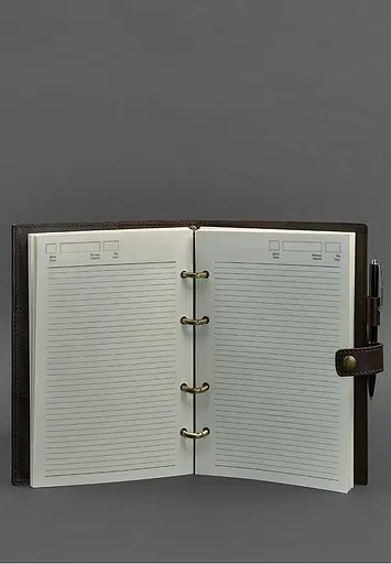 Шкіряний блокнот з датованим блоком (Софт-бук) 9.1 темно-коричневий - фото 4