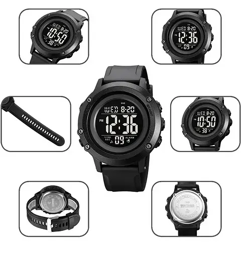 Чоловічий спортивний годинник Skmei 1966 (Чорний з чорним циферблатом) - фото 6