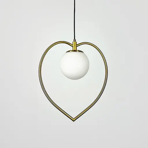 Латунний підвісний світильник-серце з білим плафоном 30х40 см | Line F | Арт. ML009/1 (150) - фото 5