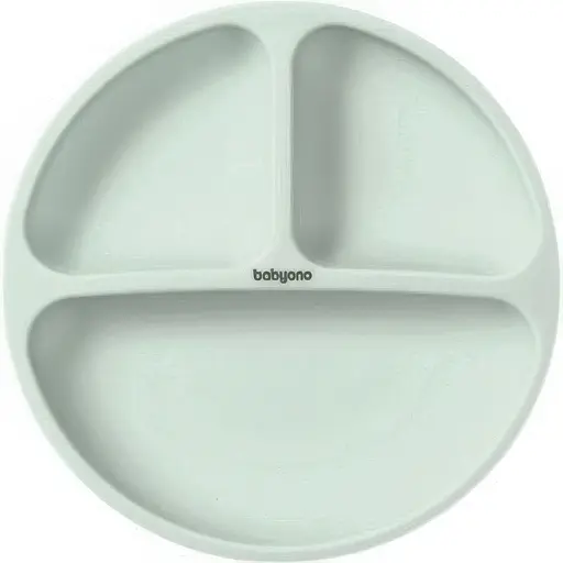 Уценка. Мисочка BabyOno на три секции силиконовая с присоской зеленая (1482/03) - фото 1