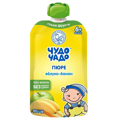 Упаковка пюре Чудо-Чадо Яблоко и банан без сахара 1.44 кг (90 г х 16 шт.) - фото 2