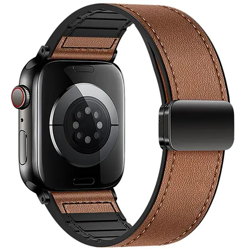 Ремешок Hoco WA34 Basic magnetic buckle silicone leather strap для Apple watch 38/40/41/42mm Brown - фото 2