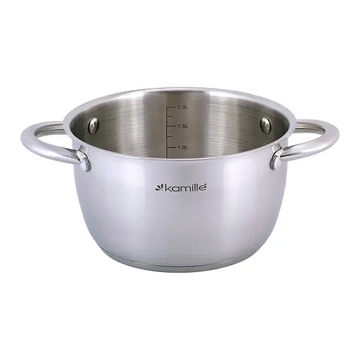 Каструля 2 л з нержавіючої сталі з кришкою та порожнистими ручками для індукції та газу KM-4901 Сірий 87479 - фото 6