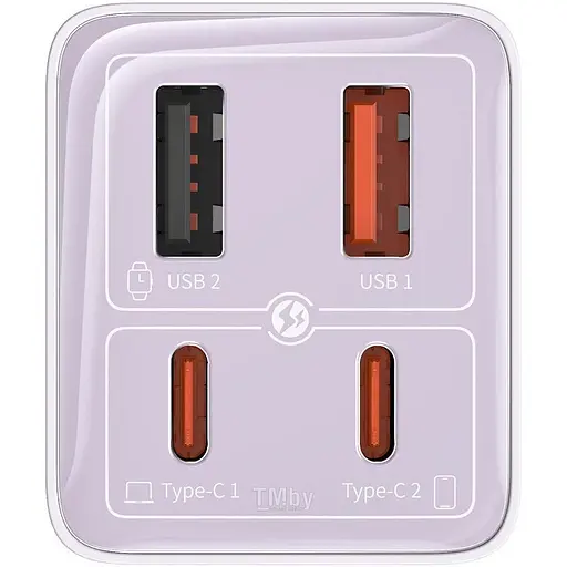 Зарядний пристрій Baseus GaN6 Pro Fast Charger 2 Type-C + 2 USB 65 W фіолетовий - фото 3