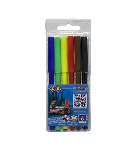 Фломастеры ZiBi Smart Line Машинка, 6 цветов, 4 шт.