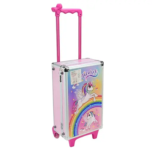 Дитячий набір стиліста  FT2066 у валізі з косметикою та аксесуарами з дизайном Єдинорожки - фото 2