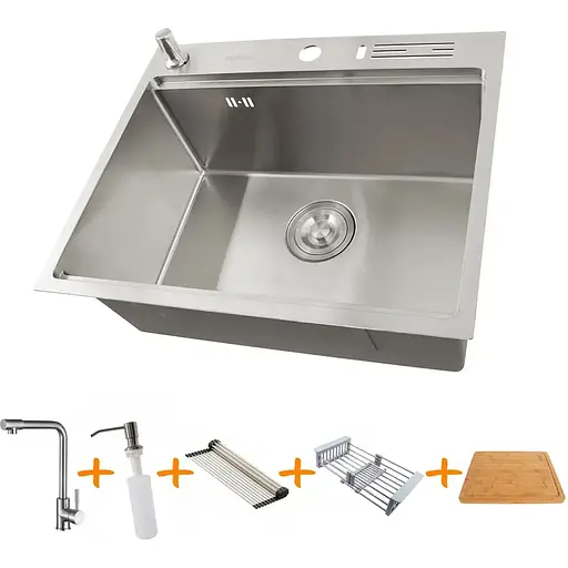 Комплект мийки на кухню та змішувача Nett з нержавіючої сталі NS-5747 - фото 8