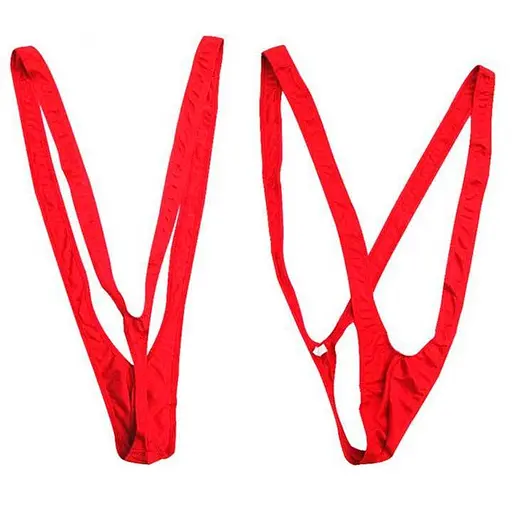 Стрінги-комбінезон чоловічі великого розміру біфлекс для вечірок M-L-XL червоні - фото 2