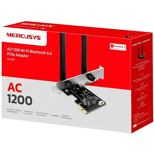 Адаптер WiFi Mercusys MA30E AC1200, PCI-Express x1, BT5.0 - фото 2