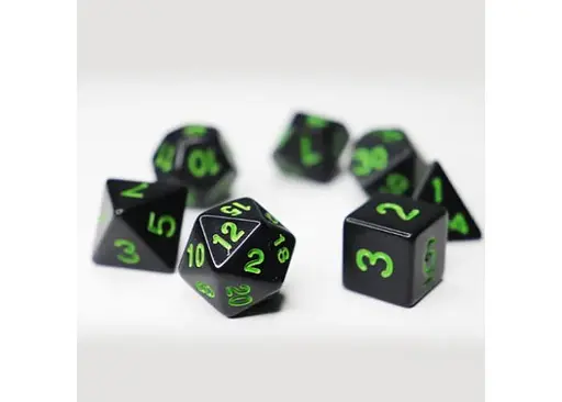 Набор кубиков Opaque 7 Dice Set - Black (w-green) , 7 шт. (g7dopaq01) - фото 2