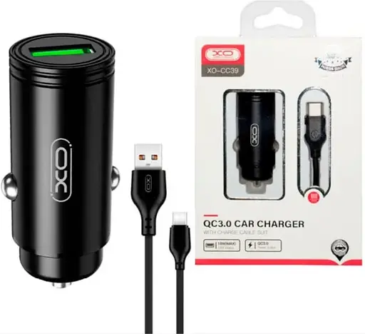 Автомобильное зарядное устройство XO CC39 QC3.0 18W Car charger with Type-c suit (NB103) Черный - фото 1