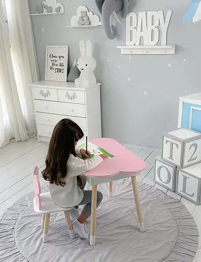 Детский стол Облако с нишей и стульчиком Бабочка (Розовый) - фото 10