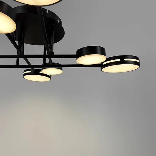Черная потолочная люстра на 4+4 световых круга Ø 80 см | Ст. 77031/4+4 BK | Line F - фото 2