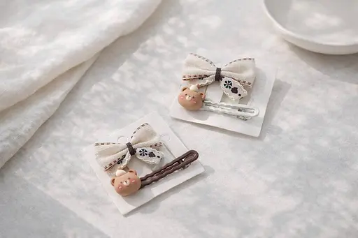 Набір декоративних шпильок для волосся текстильними бантиками та фігурками 24 шт. - фото 2