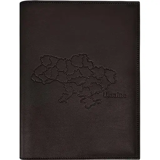 Кожаная обложка BlankNote Standart с картой Украины для нотариального реестра темно-коричневый - фото 1