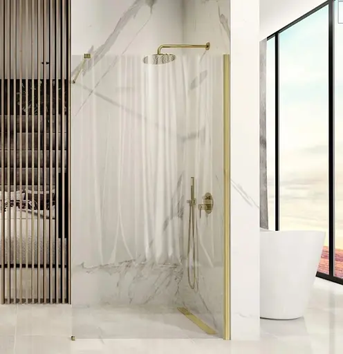 Душова стінка Rea Aero 110 brushed gold REA-K9840, прозорий, золотий - фото 3