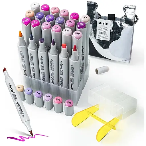 Спиртовые маркеры Arrtx OROS ASM-03PL 24 цветов, фиолетовые оттенки.