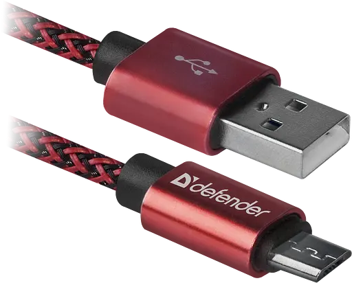 Кабель USB AM-micro BM, 1.0м, красный, 08-03T PRO Defender - фото 2