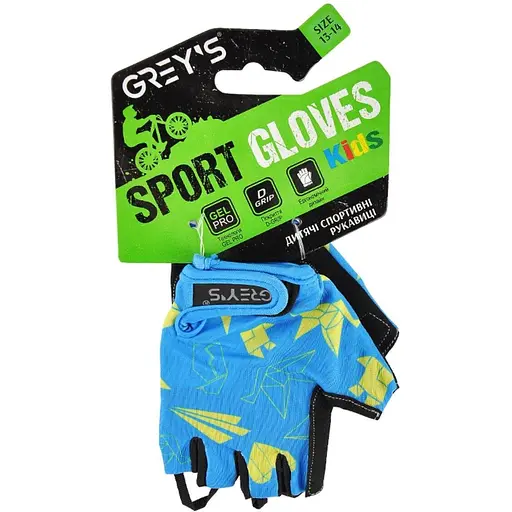 Велоруковицы детские Grey's с короткими пальцами и гелевыми вставками, сине-черные (размер 13-14) GR18725 - фото 3