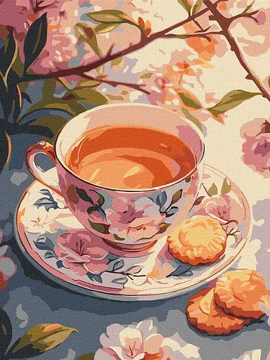 Набір для розпису по номерах Квітковий чай, Ideyka, 30x40 см, КНО5722