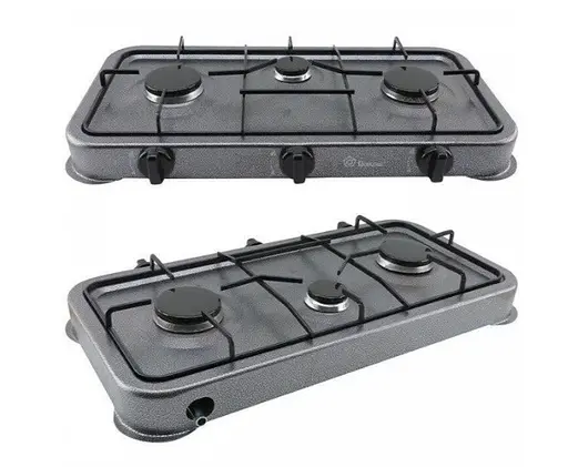 Газовая настольная плита Domotec MS-6603 на 3 конфорки металлическая эмалированная поверхность Серая - фото 2