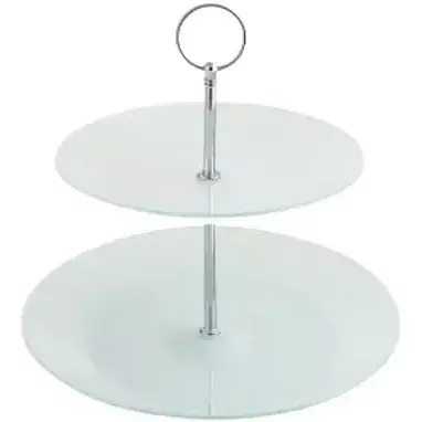 Фруктовница стеклянная VIVA Silver 2 яруса 20 см 25 см (S3020T/M2-Silver)