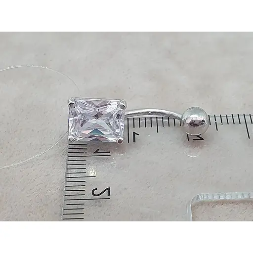 Серебряная серьга для пирсинга пупка с фианитами. 7028.1С - фото 4