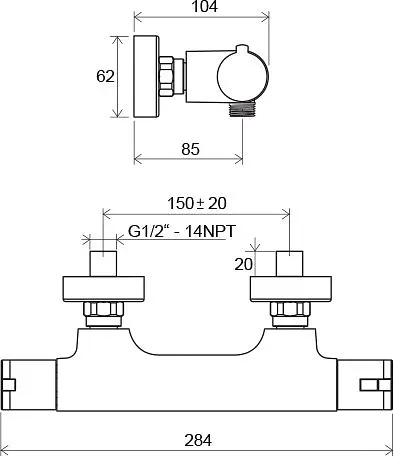 Термостат для душа Ravak Termo TE 032.00/150 X070034 Хром - фото 2