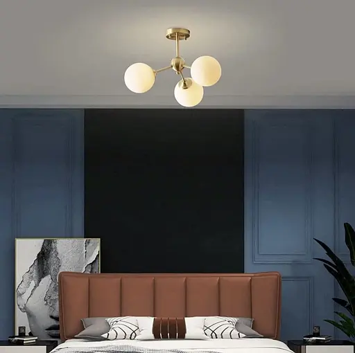 Підвісний/стельовий світильник з білими плафонами Line.F AOC 9/3 GD - фото 1