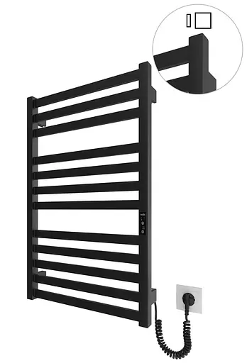 Электрический полотенцесушитель HF Oxford 770x530 black matte 6.1.0201.06.BM, Черный матовый, универсальное (коннектор), Электронный - фото 1