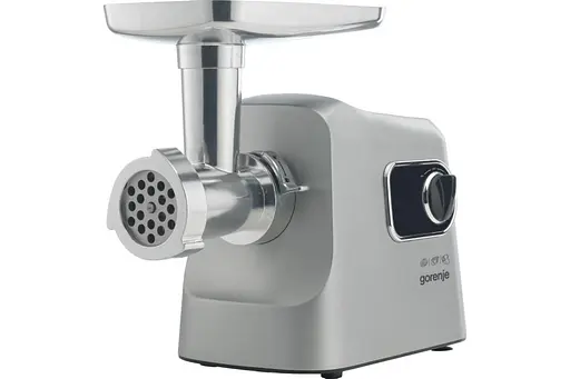 Gorenje Мясорубка, 2500Вт, 2.8кг/хв, 3 решітки, насадка для ковбас, кеббе, шнековий соковидавлювач, 3 терки, пластик/метал, нерж - фото 1