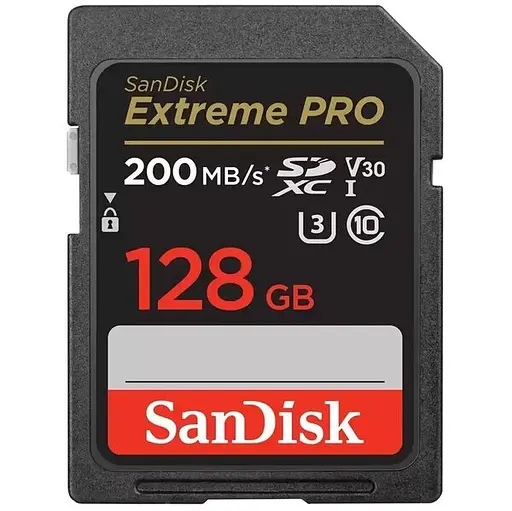 SanDisk Карта пам'яті SD 128GB C10 UHS-I U3 R200/W140MB/s Extreme Pro V30 - фото 1