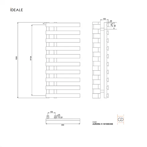 Рушникосушка дизайнерська Ideale Aurora 1110/1000/450 антрацит, Антрацит - фото 4
