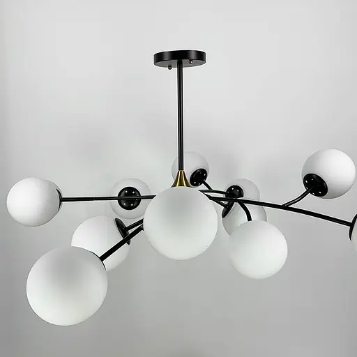 Чорна люстра із поворотними гілочками на 12 плафонів Line.F K 21/12 BK+WT new - фото 3
