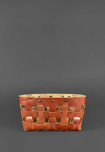 Шкіряна плетена жіноча сумка Пазл S світло-коричнева краст - фото 3