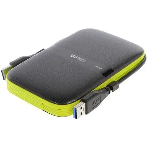 Внешний жесткий диск Silicon Power Armor A60 1 TB (SP010TBPHDA60S3K) черно-зеленый - фото 1