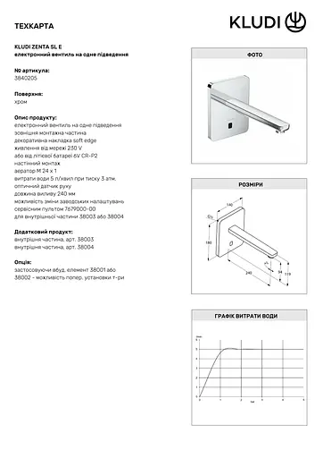Смеситель для умывальника Kludi Zenta электронный 3840205 - фото 3