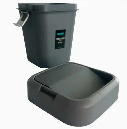 Мусорное ведро Motek на 8 л с поворотной крышкой 22.5х22.5х30 см Антрацит (COB-410)  - фото 4