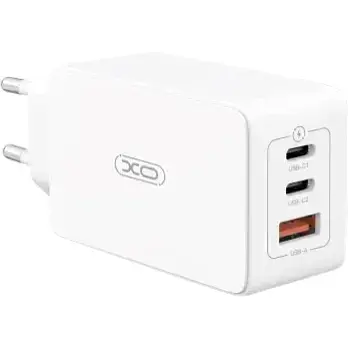 Мережевий зарядний пристрій XO CE13 (EU) 65W GaN tech fast charging (2USB-C 65W/1USB-A 22.5W) Білий - фото 1