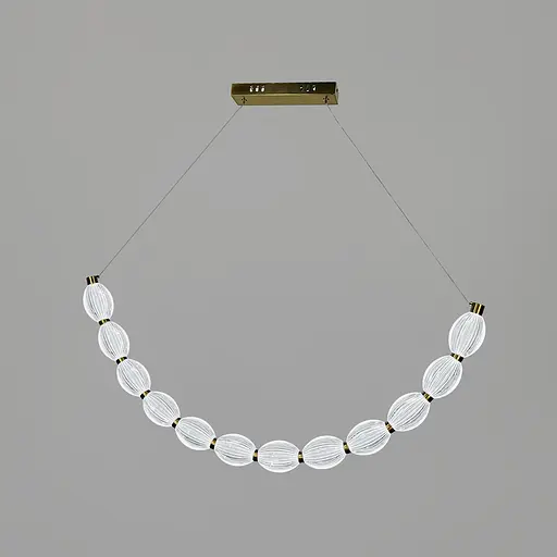 Дугова Led люстра з 12 прозорими рельєфними кульками у корпусі 100 см | Line F | Арт. MJ344-1000L AB+CL - фото 1