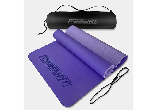 Коврик для йоги и фитнеса EasyFit TPE+TC 6 мм двухслойный + Чехол сиреневый (EF-1924s-VV) - фото 1
