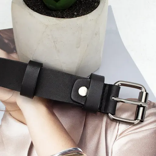 Ремінь жіночий шкіряний у два обороти SF-2501 чорний (180-250 см) - фото 4