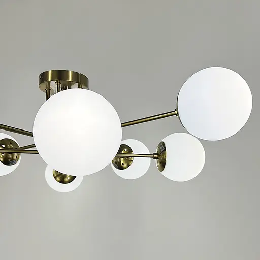 Люстра у латунному корпусі із 8-ма білими плафонами Ø 73 см | Арт. S 7072/8 TBS+WT | Line F - фото 5