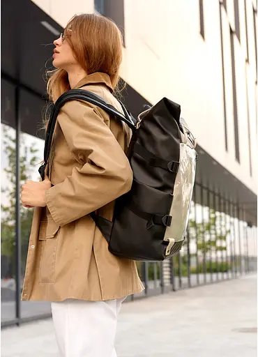 Жіночий рюкзак Sambag RollTop Hacking чорно-сірий 41 x 30 x 16 см (24460130) - фото 10