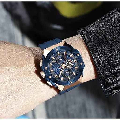 Мужские наручные классические часы Curren Barca (Синие) - фото 6