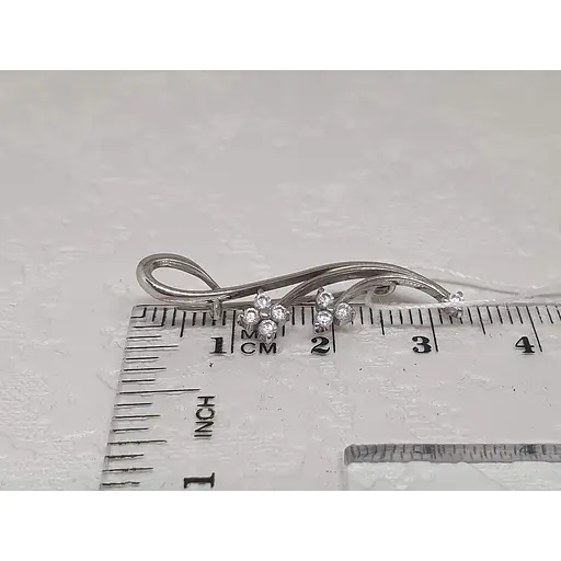 Срібна брошка Ірій з фіанітами. 9527 - фото 4