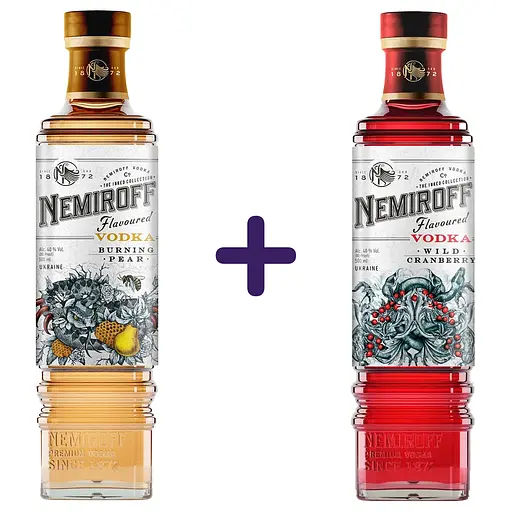 Набір: настоянка Nemiroff Burning Pear 40% 0.5 л + настоянка Nemiroff Wild Cranberry 40% 0.5 л